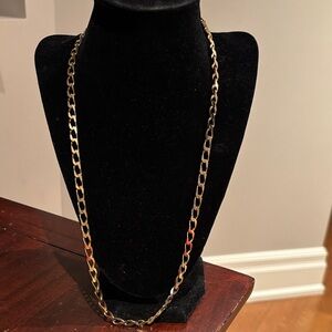 Gold Tine Cuban Link Long Chain Necklace